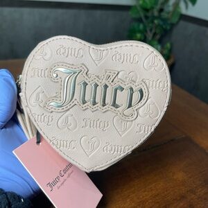 Juicy Couture Embossed Heart Wristlet in Cream